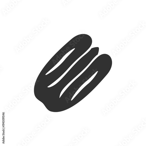 Pecan nut icon. Edible nut and food ingredient. Monochrome black and white symbol
