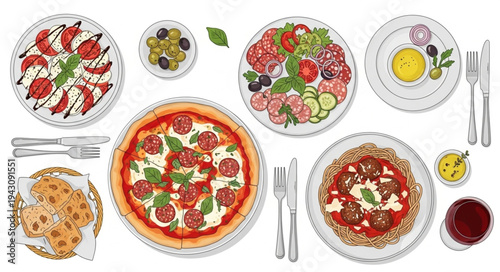 Italian Cuisine - A Colorful Array of Classic Dishes.