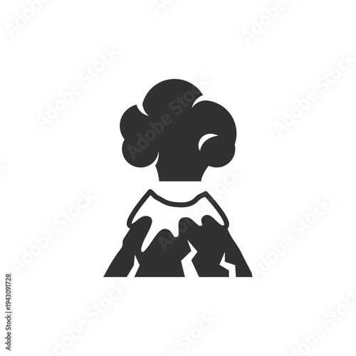 Volcano eruption icon. Natural disaster and volcanic activity. Monochrome black and white symbol