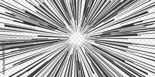 Wallpaper Mural Manga anime speed lines. Radial impact effects and transparent action comic book energy. Black and white lightning shock focus, motion zoom overlays and concentric screentone style. Vector background. Torontodigital.ca