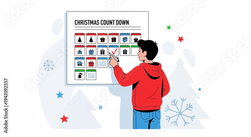 Youthful Anticipation Marking Off Christmas Countdown Calendar Days