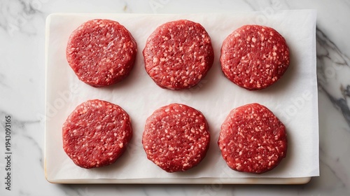 Wallpaper Mural Six Raw Beef Burger Patties on Parchment Torontodigital.ca