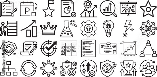 Project Management and Workflow Strategy Icon Set