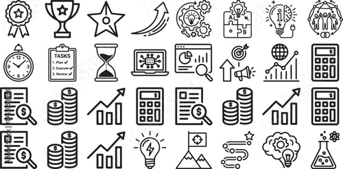 Financial Analysis and Business Productivity Icons