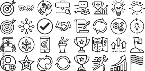 Performance Tracking and Corporate Success Icons