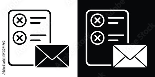 Clipboard checklist with an envelope icon. Professional vector graphic symbolizing order confirmation, email reporting, business surveys, and document processing notifications.