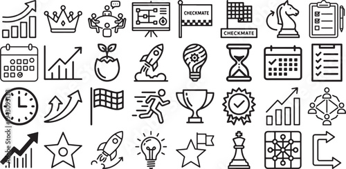 Business Competition Milestones and Time Management Icons