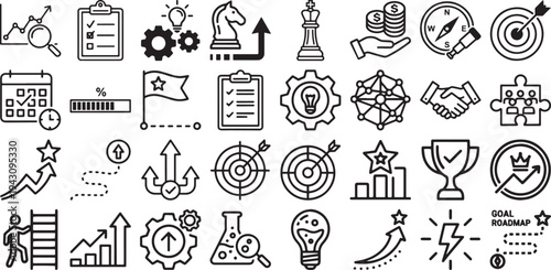 Business Strategy and Planning Icon Set