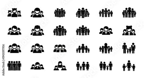 Diverse Group of People Icons Representing Community and Teamwork.