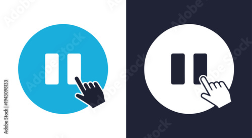 Hand Click Icon Set - Blue White Design Cursor Black Interface Vector - Line and glyph solid icon and logo templete
