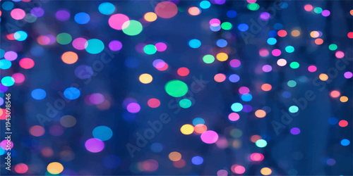 Colorful abstract bokeh background with blurred glowing lights for holiday celebration and party decoration