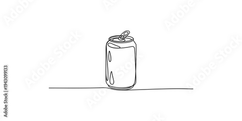 A simple line drawing of a soda can with a pull tab on a plain