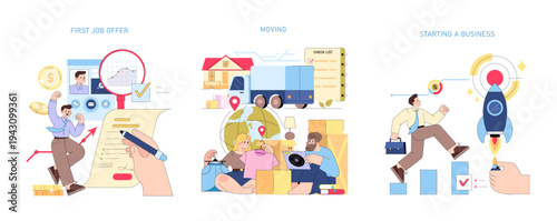First Job Offer and Career Launch Vector Illustration