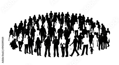 Silhouette Crowd - A Dense Gathering of People in Shadow.
