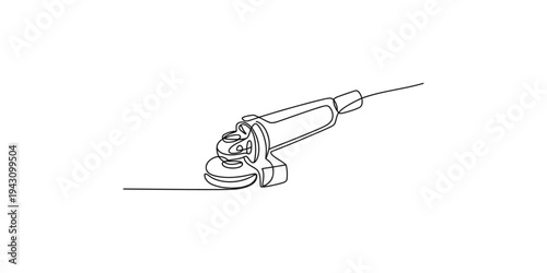 Continuous line drawing of an angle grinder on a white background power tool single art