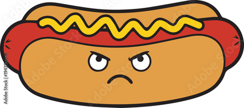 Angry Hot Dog Mascot Character Vector Illustration