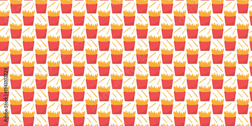 Repeating pattern with french fries for menu backgrounds and food branding