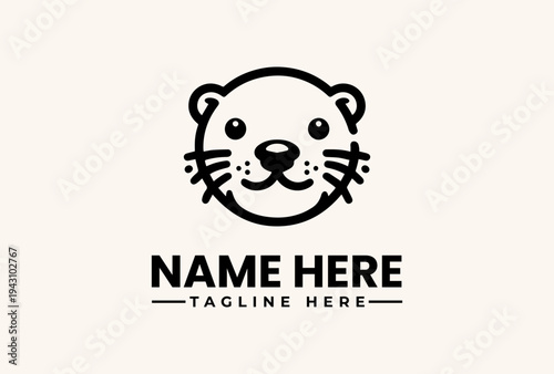 A minimalist vector illustration of a stylized otter logo with a customizable name and tagline on a clean white background.
