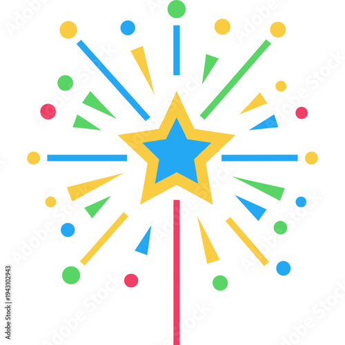 Celebration of Sparkler: A vibrant illustration of a sparkler igniting, symbolizing moments of celebration, joy, and festive events. 