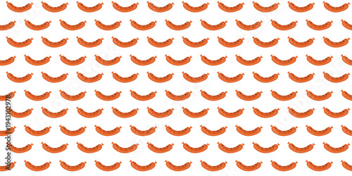 Repeating pattern with sausages for snack branding and tasty food backgrounds
