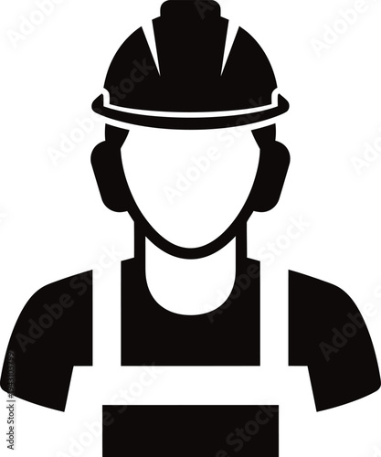 Construction worker icon with safety gear and protective equipment