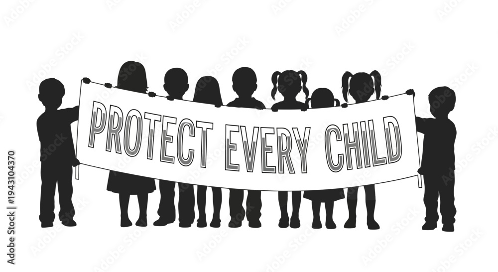 Εκτύπωση καμβά Children Holding Protect Every Child Sign 2.
