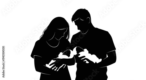 Couple holding newborn baby together.