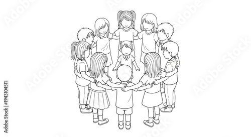 Diverse group of children standing together.