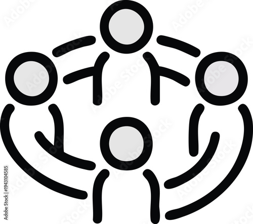 Team Unity Illustration: Abstract representation of individuals connected, symbolizing collaboration, teamwork, and community, fostering a sense of togetherness and shared purpose.