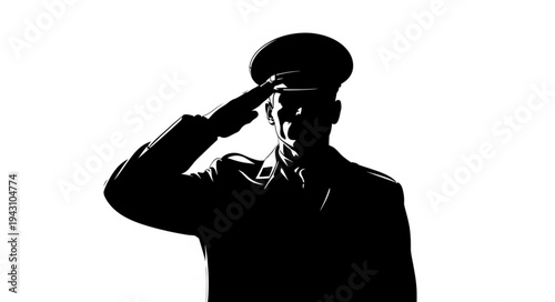 Man in Suit Saluting with Hat.