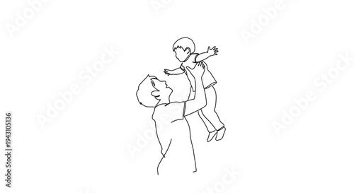 Father holding little girl up high.