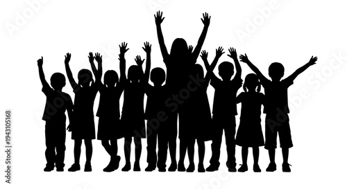 Group of children raising their hands 1.