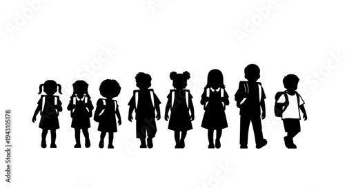 Group of children standing in line.