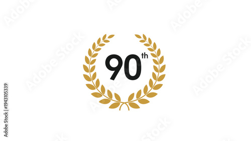 Ninetieth anniversary symbol featuring the number ninety and a golden laurel wreath, commemorating a significant milestone or birthday.