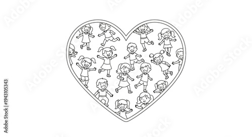 Heart Shaped Cartoon Character Collage.