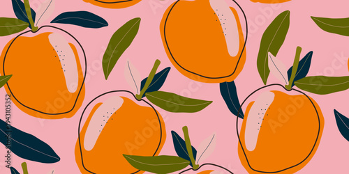 Hand-drawn Orange Fruit Seamless Pattern