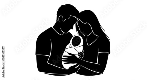 Loving Family Holding Newborn Baby.