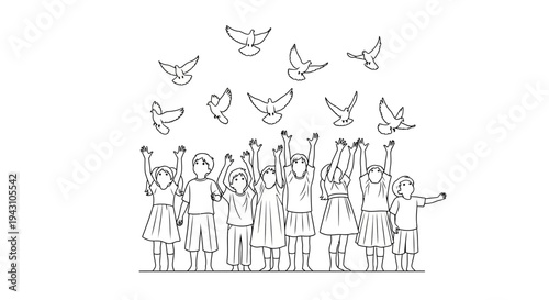 People releasing doves in celebration.