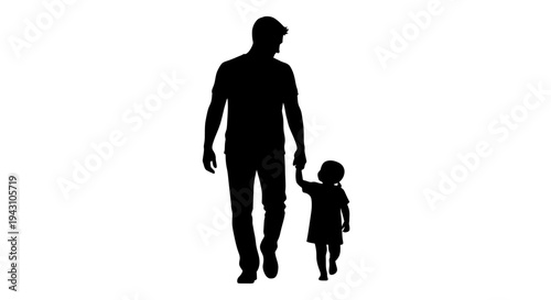 Silhouette of man and little girl.