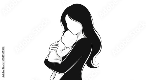 Woman holding baby close affectionately.
