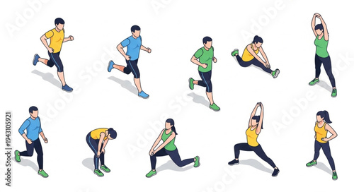Man Running in Various Poses.