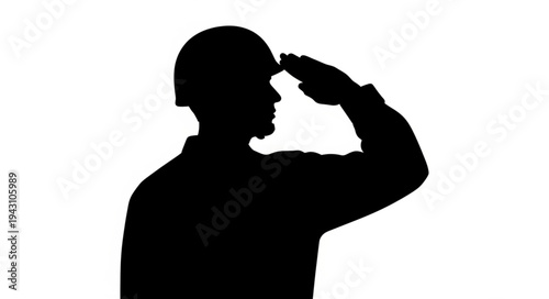 Man Silhouette Saluting with Hand.