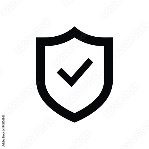 Shield with check mark icon representing security verification.