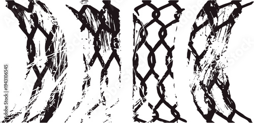 worn tire tracks imprint on white surface showing distinct tread patterns and textures