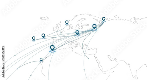 Map with Location Pins Marked.