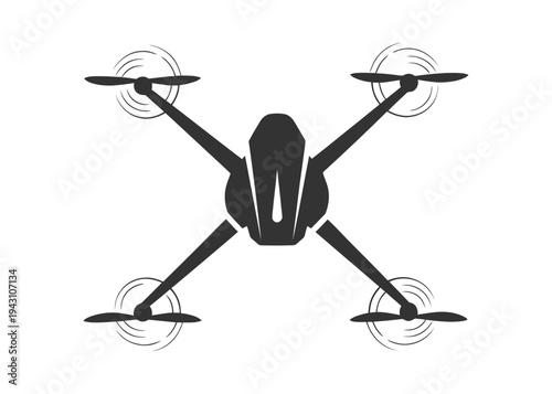 Unmanned aerial vehicle drone top view silhouette aircraft symbol.