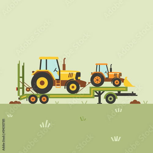 Modern Agricultural Transport And Farm Machinery Vector Illustration