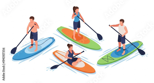 Men Paddleboarding on Water Boards.
