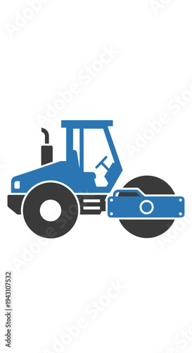 Modern Blue Road Roller Icon For Heavy Construction Projects