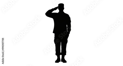 Military Man Saluting with Respect.